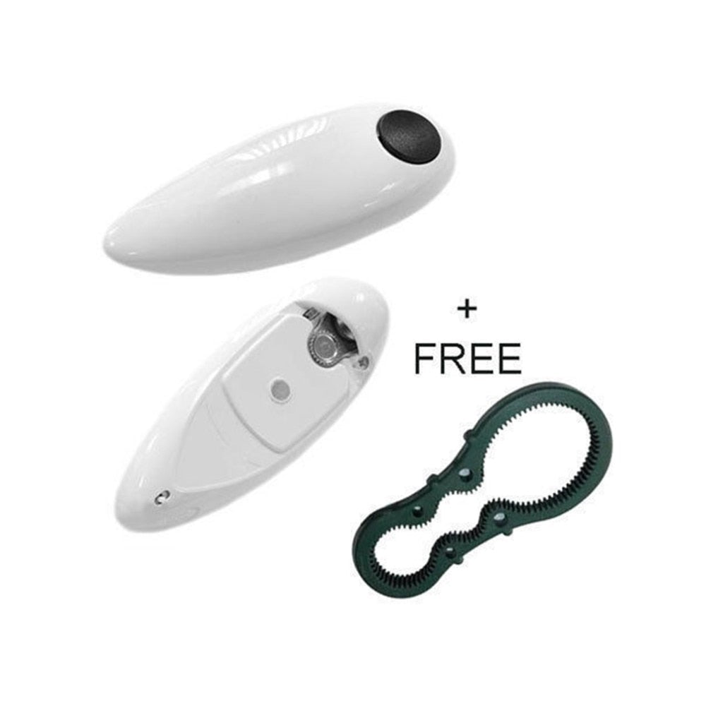Electric can opener in use