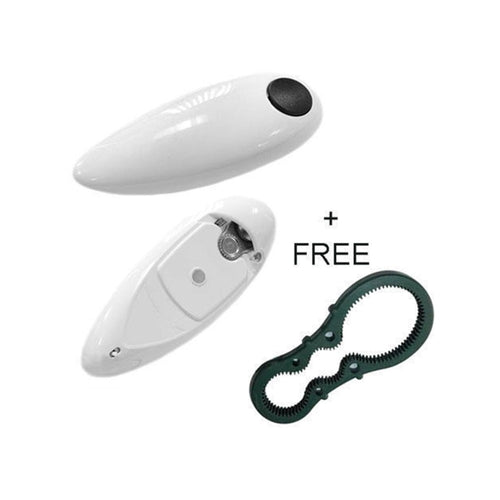 Electric can opener in use