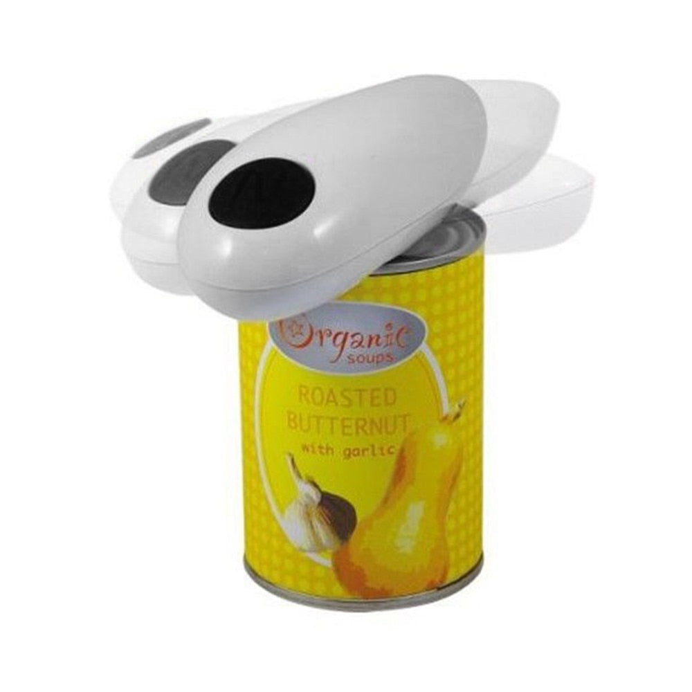 Electric can opener on a can