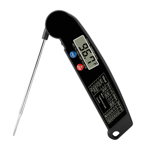 Instant Read Digital Meat Thermometer – LCD Screen, Foldable Probe, °F/°C, -58°F to 572°F